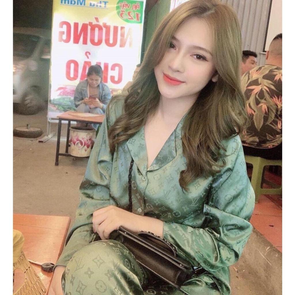 Bộ Đồ Ngủ Pijama Lụa Gấm Cao Cấp Áo Tay Dài