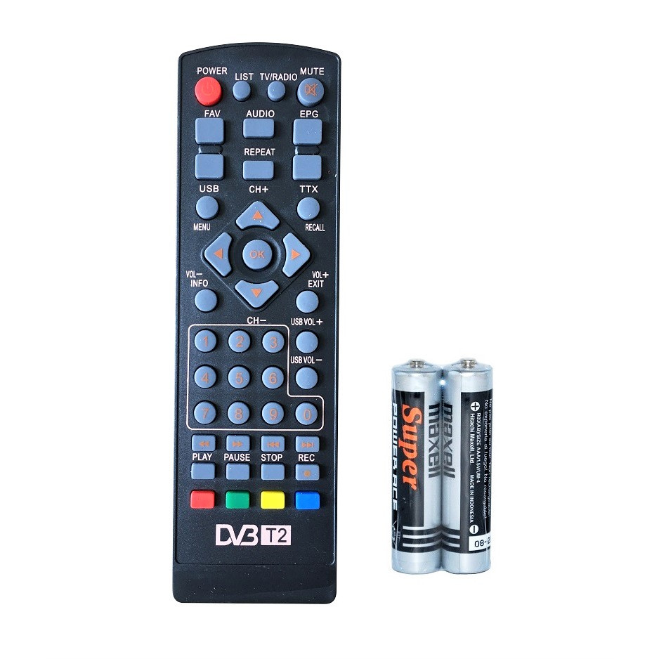 Remote Điều Khiển Dành Cho Đầu Thu Truyền Hình TV KTS Mặt Đất DBV T2 (Kèm Pin AAA Maxell)