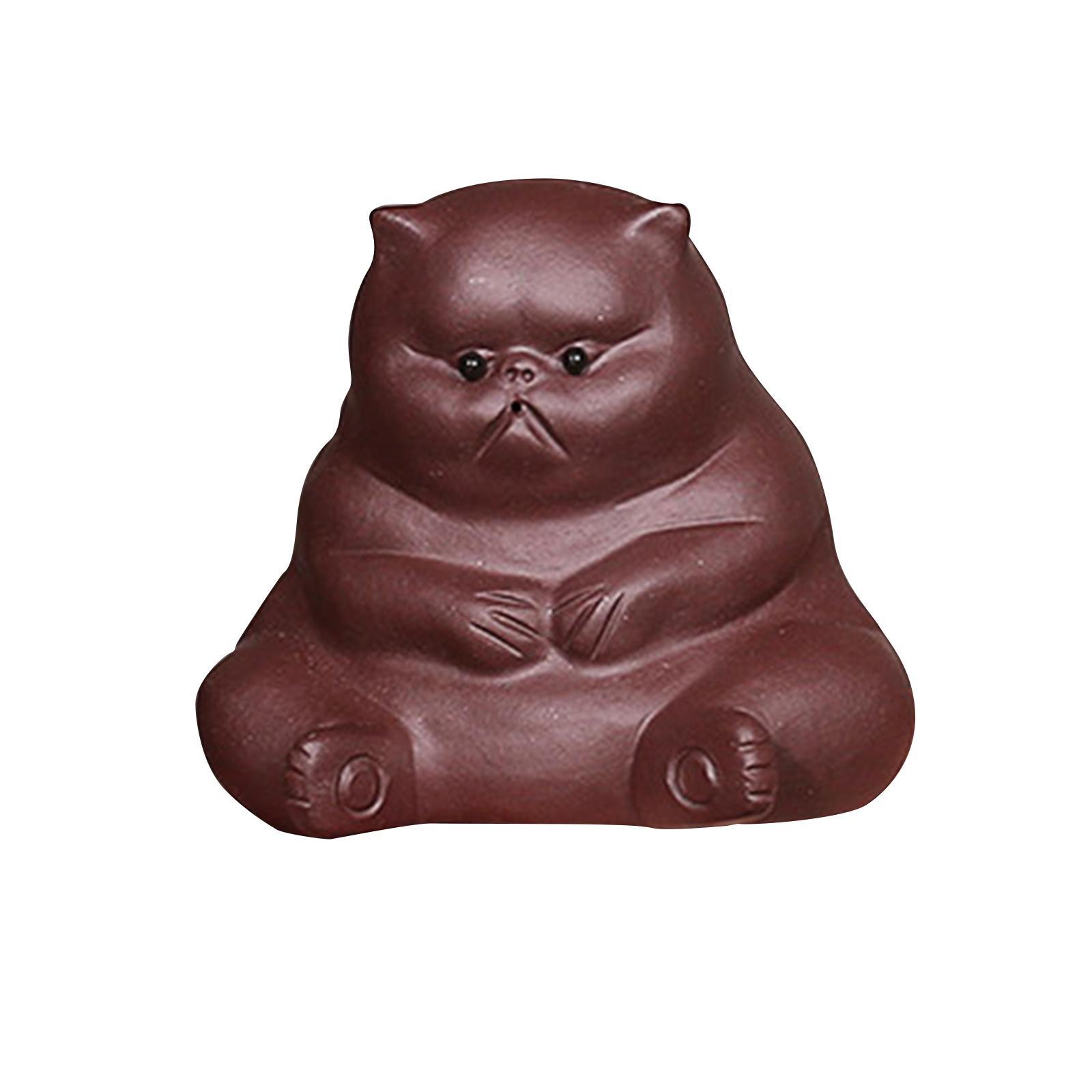 Statue Clay Tea Pet Dining Room Home Decor Miniature Kitten Figurines Kitty Sculpture for Bookshelf Dorm Living Room Cabinet