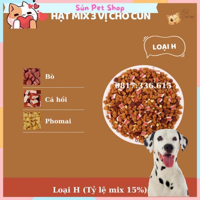 Hạt mix cao cấp cho cún trộn thịt bò, gà, tôm, cá, lòng đỏ trứng, rau củ quả - Thức ăn hạt cho chó kén ăn