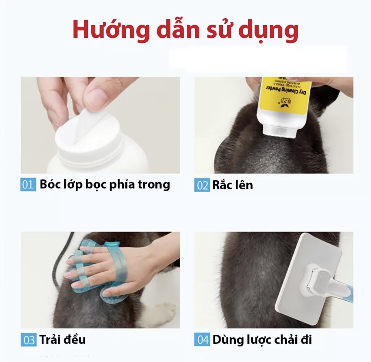 [MẪU MỚI]  Sữa tắm bột tắm khô cho chó mèo DACOTE dùng một lần chống ve rận 260g