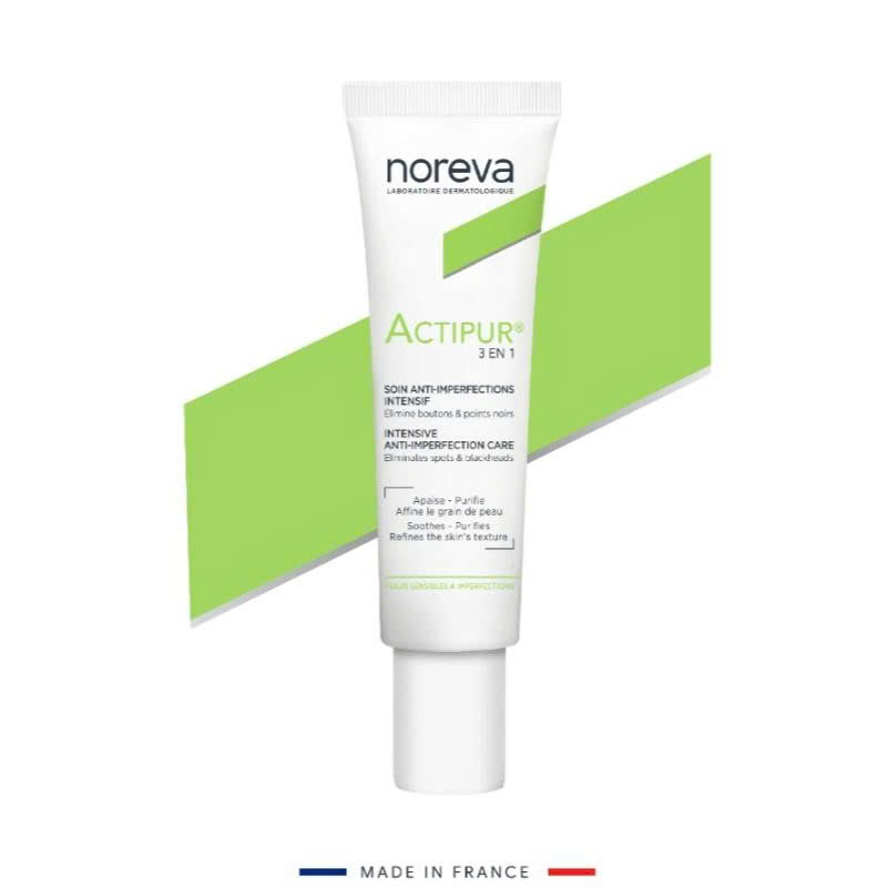 Kem mụn giảm tiết bả nhờn, giữ ẩm da Noreva Actipur 3 En 1 Care 30ml