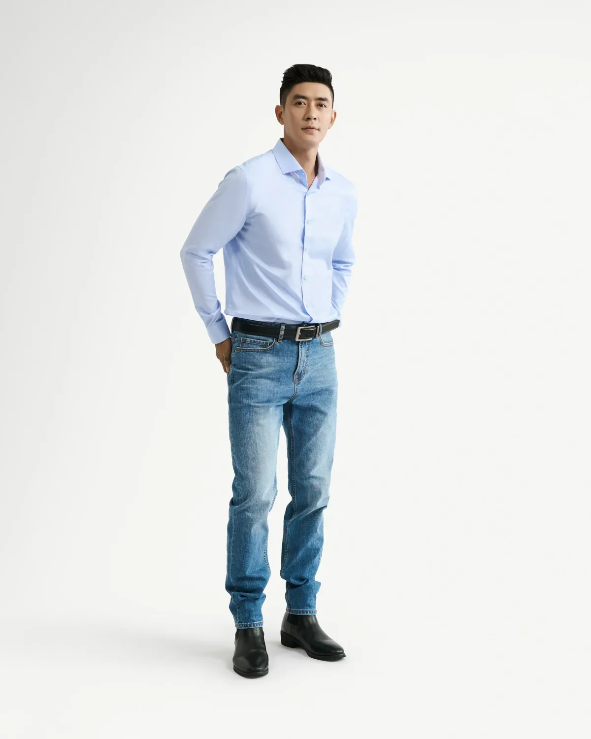 Áo sơ mi tay dài nam màu Xanh dương nhạt Form Fitted - ROUTINE 10F24SHL072 | ROUTINE CÀ MAU