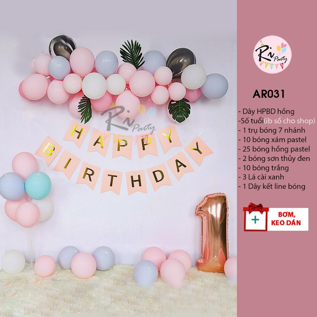 Set bóng trang trí sinh nhật Bé Trai, Bé Gái, Tone xanh, Hồng