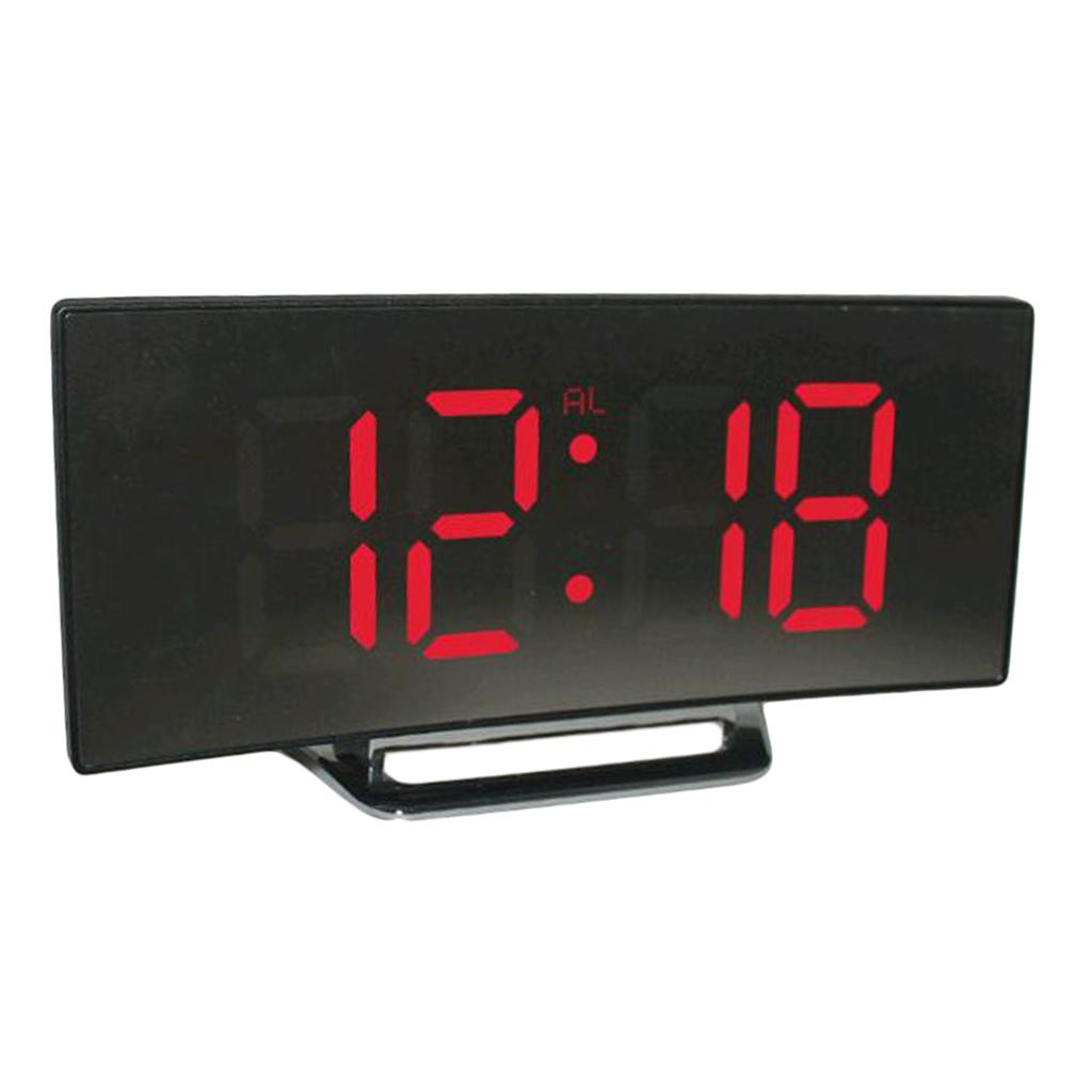 2pcs LED Digital Alarm Clock Mirror Clock Mirror Surface for Home Decor Red