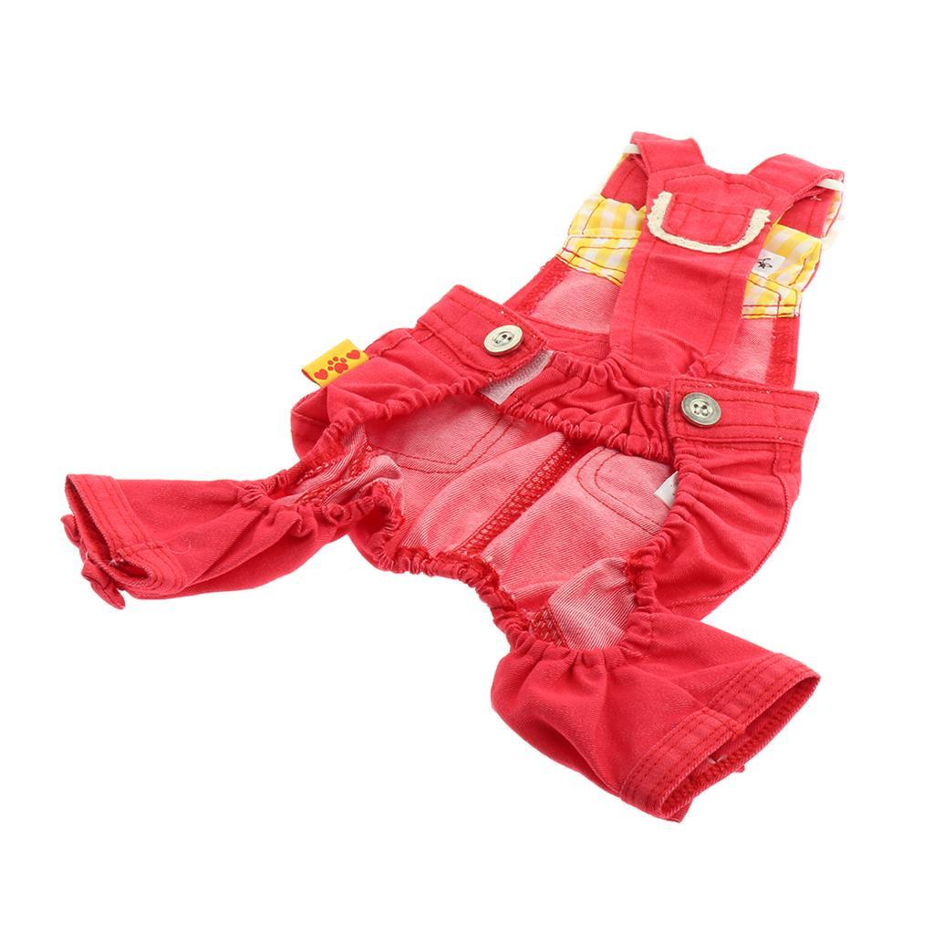 NEW FASHION Red M Soft Dog Puppy Jeans Pet Dog Clothes for Small Dogs