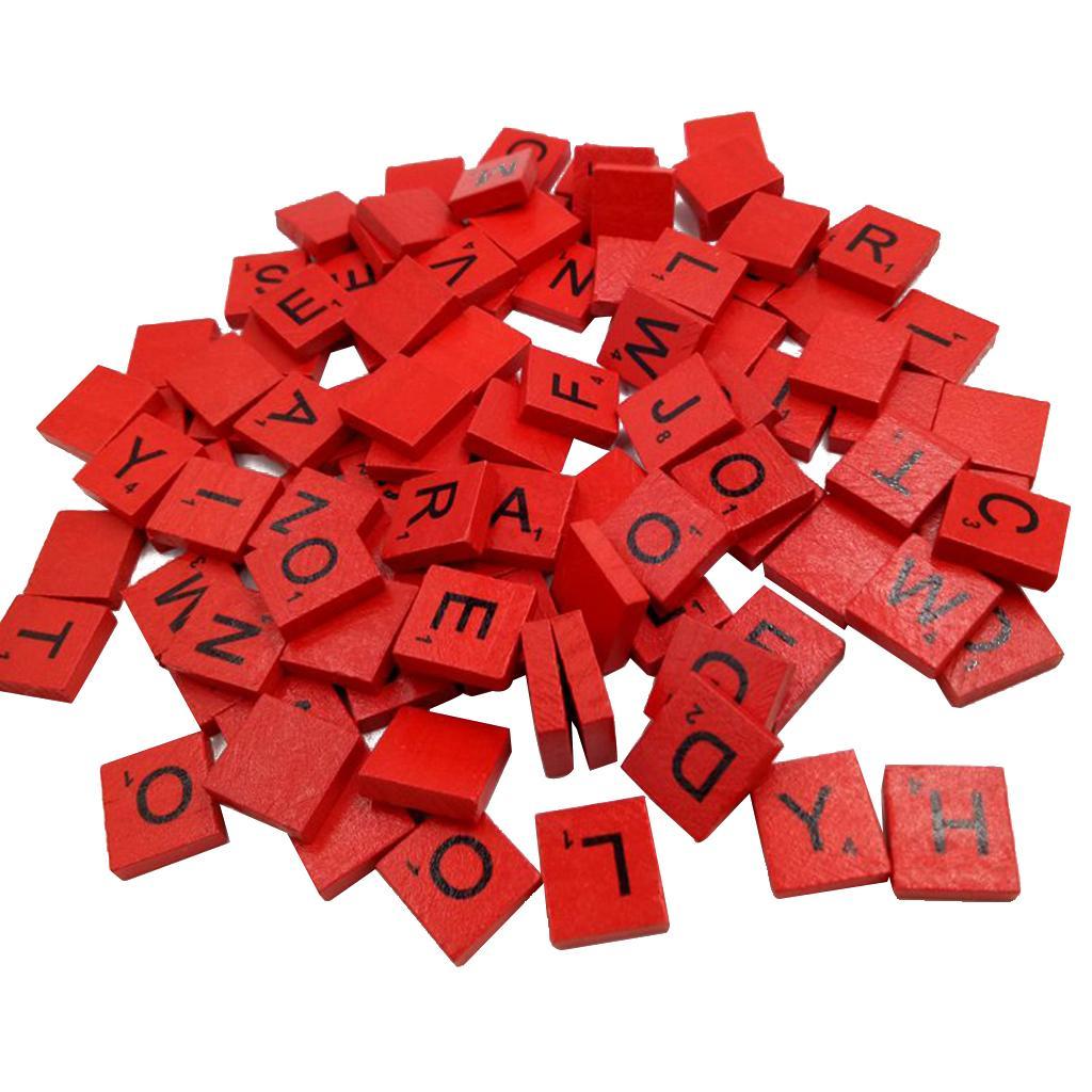 New Wooden Puzzle Tiles Letters 100 Set of Alphabet Board Game Pieces Scrapbooking Craft DIY