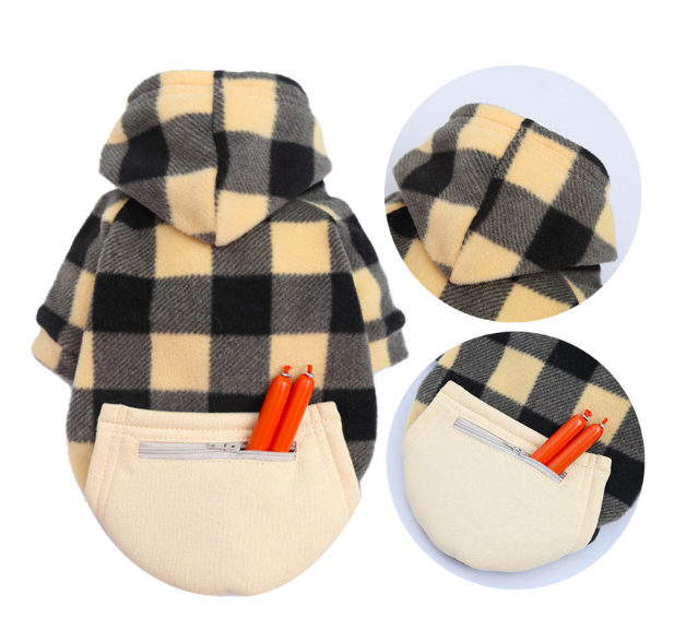 Áo ấm sọc caro cho thú cưng có mũ siêu dễ thương và cool ngầu - Áo đẹp form chuẩn