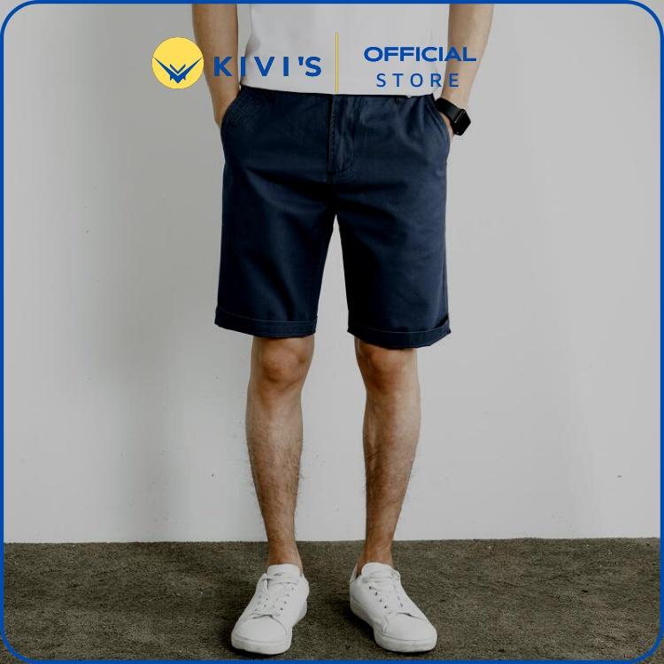 Quần short nam OKYI chất liệu kaki jean co giãn thiết kế đơn giản chuẩn form KIVI'S
