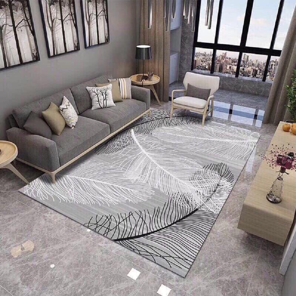 Thảm trải sàn Sofa sang trọng hiện đại trang trí phòng khách Bali in 3D Nhung nỉ lì cao cấp BL09 - Khối tròn vàng