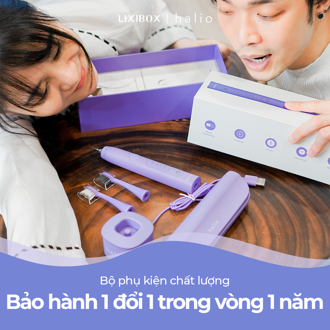 Combo Tăm Máy Tăm Nước Cầm Tay, Bàn Chải Điện Làm Trắng Răng, Máy Rửa Mặt Cho Da Nhạy Cảm Halio Màu Purple