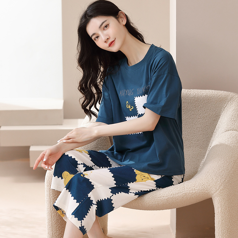 Bộ mặc nhà cotton tay ngắn quần lỡ 6113