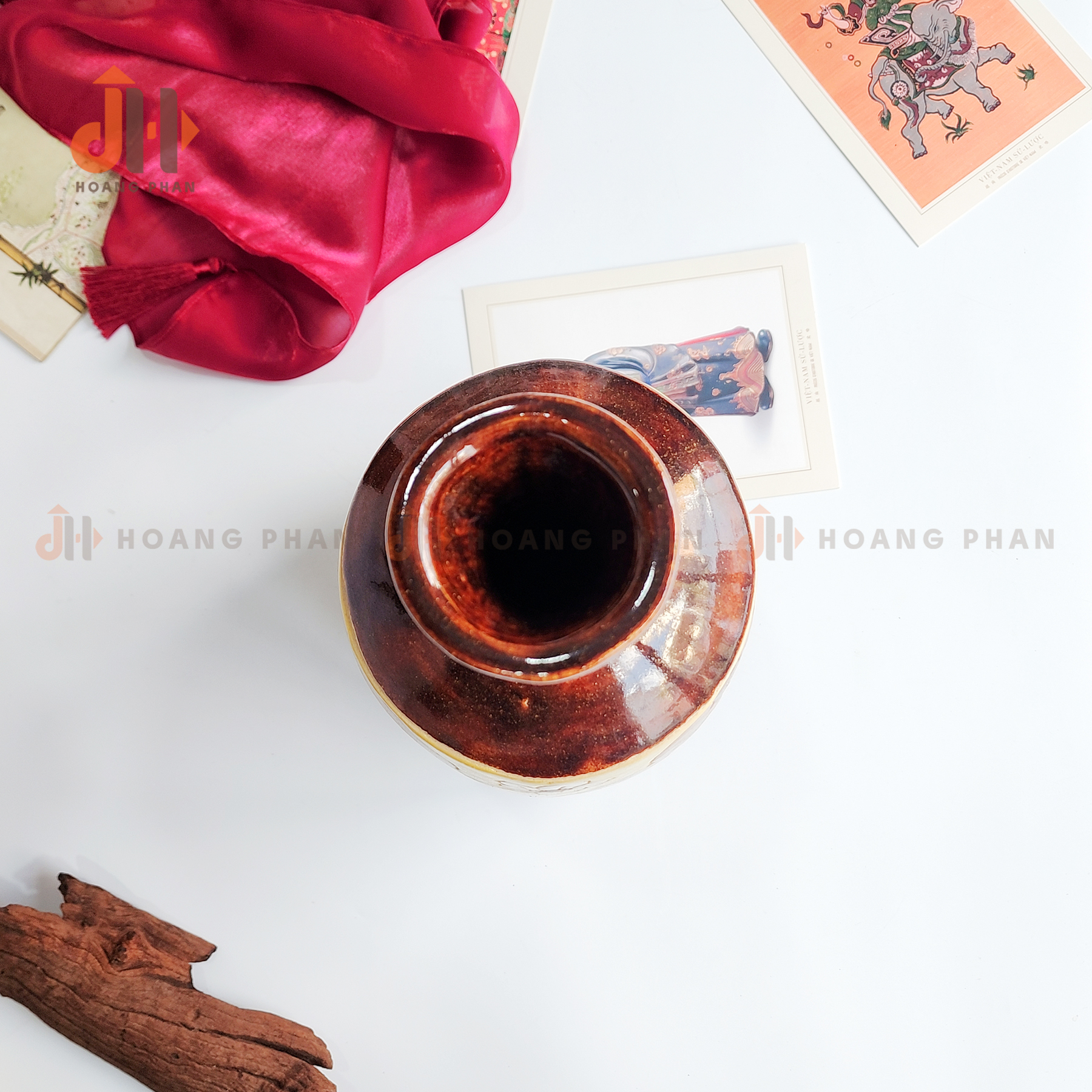 [Quà tặng Khai trương, Tân gia] Lọ hoa gốm Tứ Quý Bạch Sắc Mai