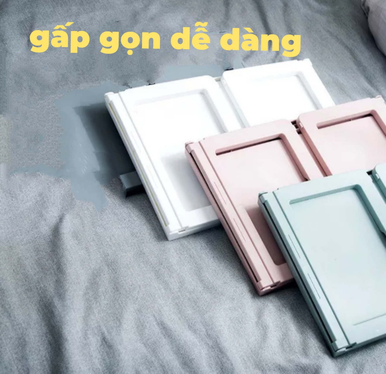 Bàn làm việc, đọc sách gấp gọn bàn học sinh - sinh viên có khe để ipad và cắm bút sử dụng gọn gàng