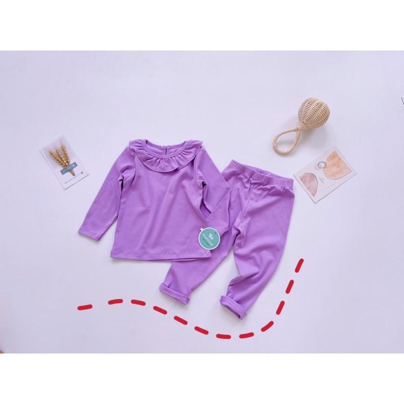 Bộ dài tay cho bé, đồ bộ bé gái cổ bèo đáng yêu, chất cotton co giãn 4 chiều cực mạnh size từ 10 đến 22kg
