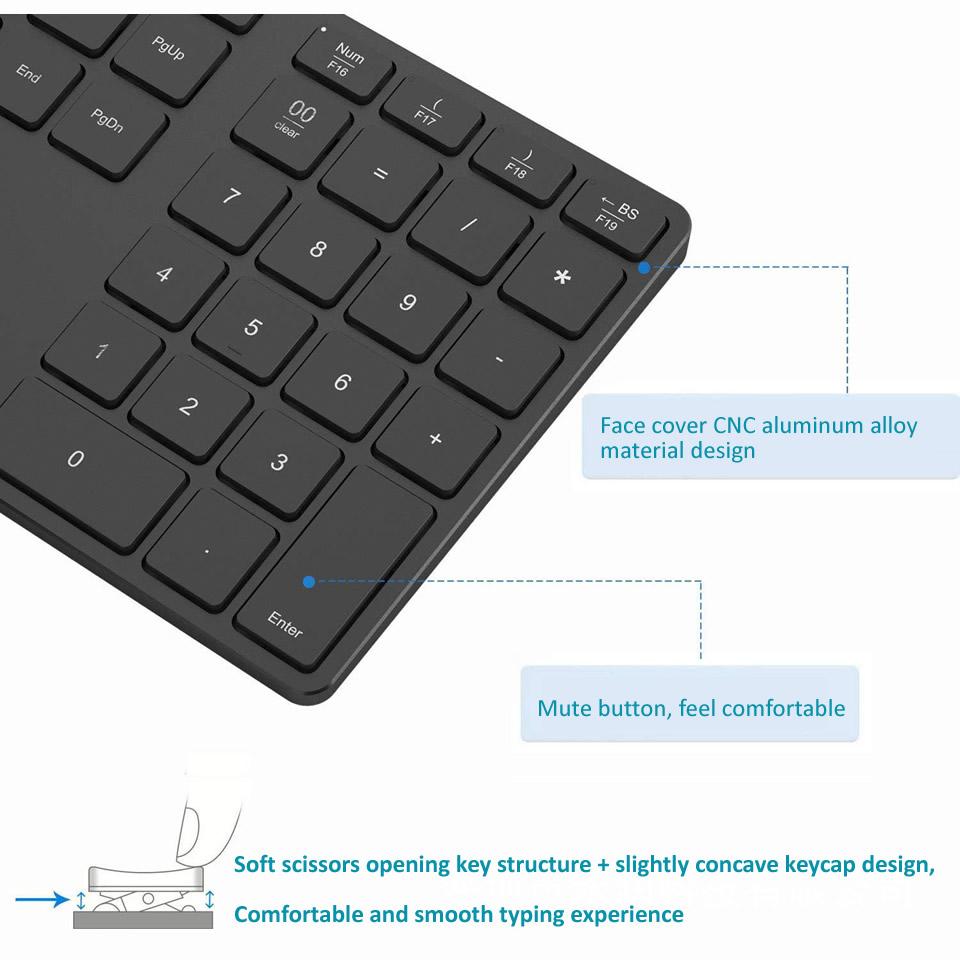 Bluetooth 5.0 Không Dây Bàn Phím Số 35 Phím Bàn Phím Số Dành Cho Kế Toán Rút Tiền Windows IOS Hệ Điều Hành Mac OS Android PC Máy Tính Bảng Laptop