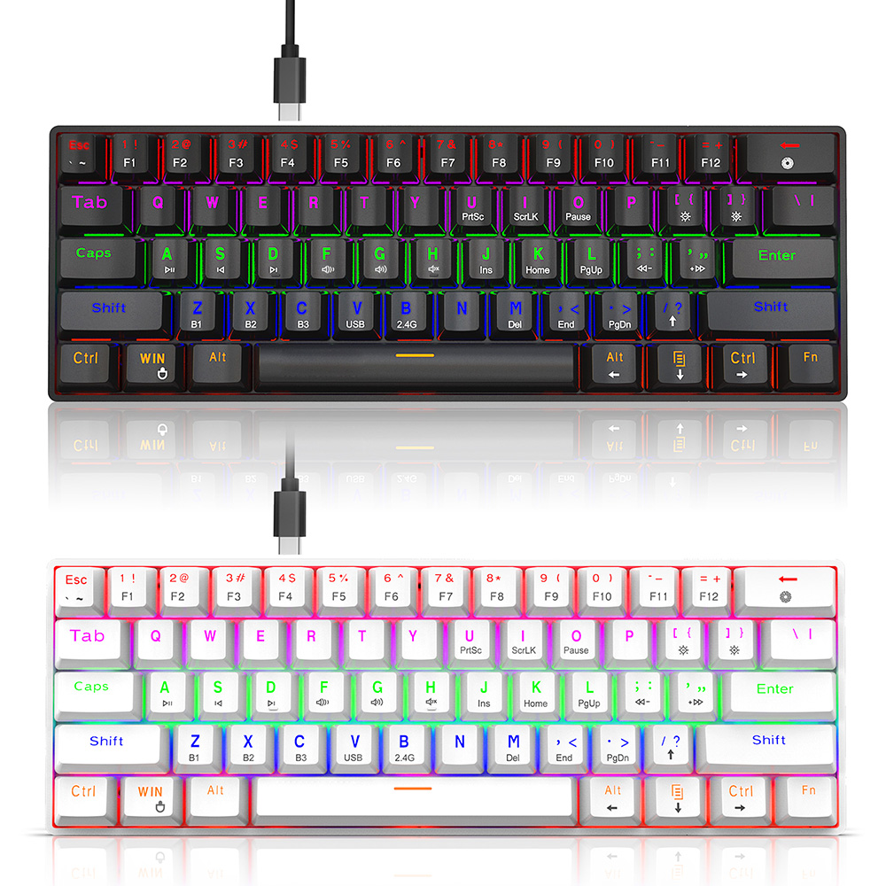 HXSJ L800 Three-mode Mechanical Keyboard 61 Keys RGB Keyboard Support BT5.0/2.4G/USB Wired Connection with Blue Switches