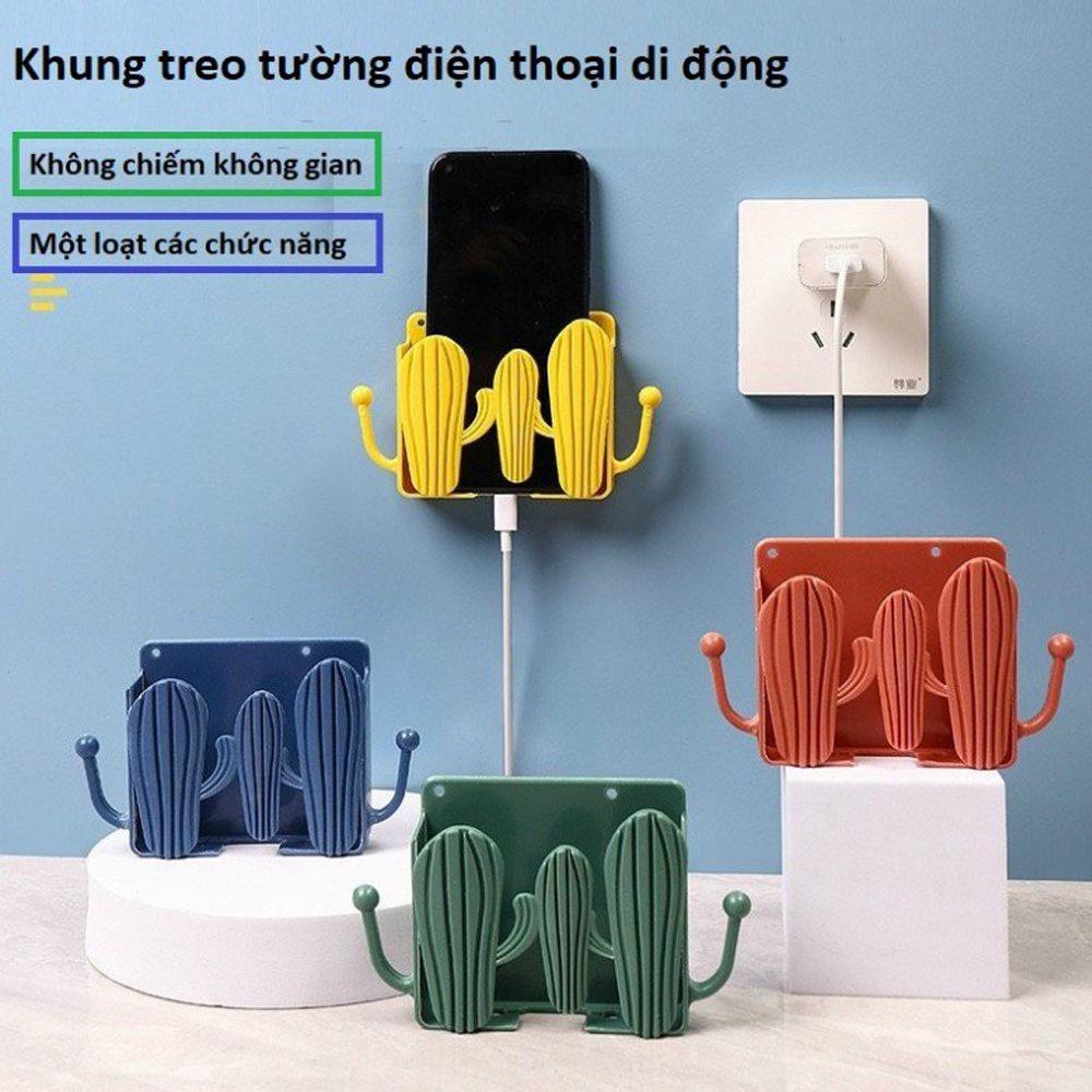 Kệ Dán Tường HGVN Hình Xương Rồng Để Remote, Đồ Dùng ,Sạc Điện Thoại - Có Móc Treo Đồ Tiện Lợi