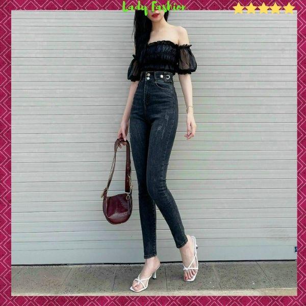 Quần Jean Nữ mẫu mới Quần bò nữ ôm dáng lưng cao chất liệu denim co giãn xịn chuẩn hàng shop Lady Fashion