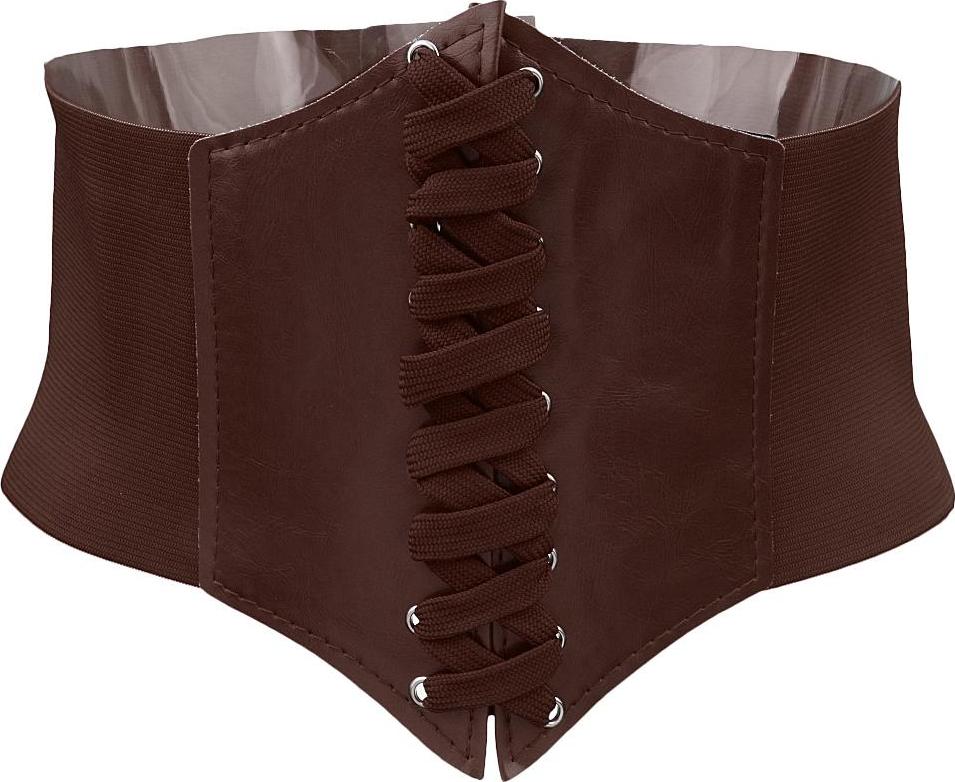 Women Wide Waist Bend Corset Cincher Lace up Waspie Girdle Belt Faux Leather