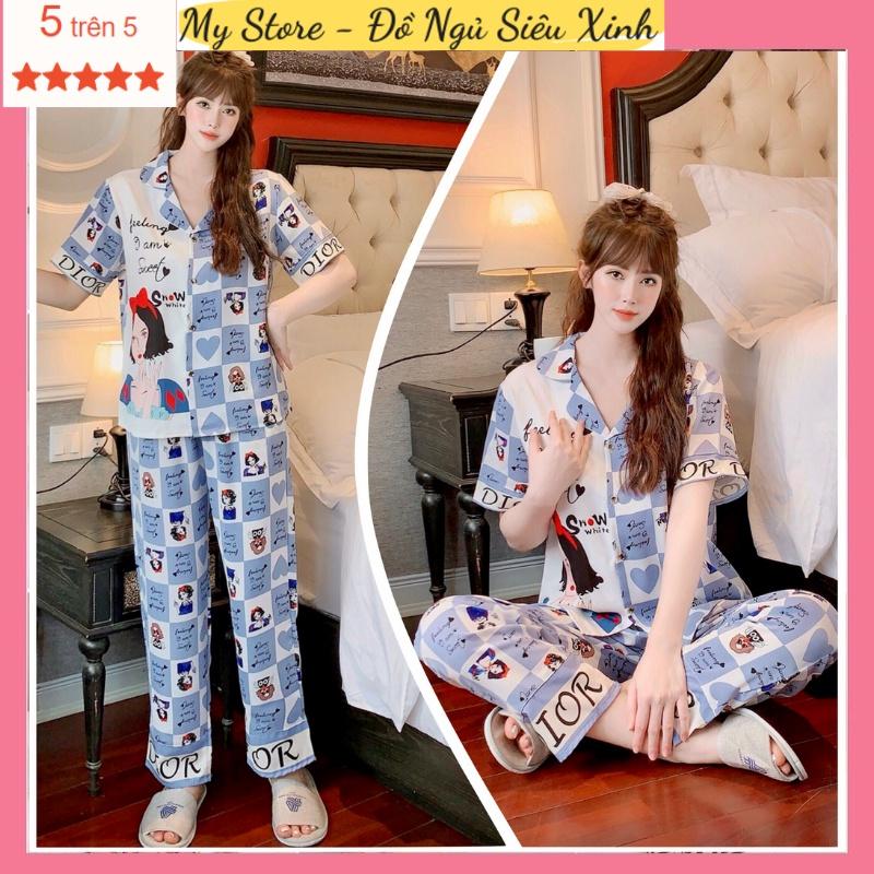 Đồ bộ mặc nhà Pijama dơi dài, chất lụa mango dày dặn, mềm mát - Freesize dưới 60kg