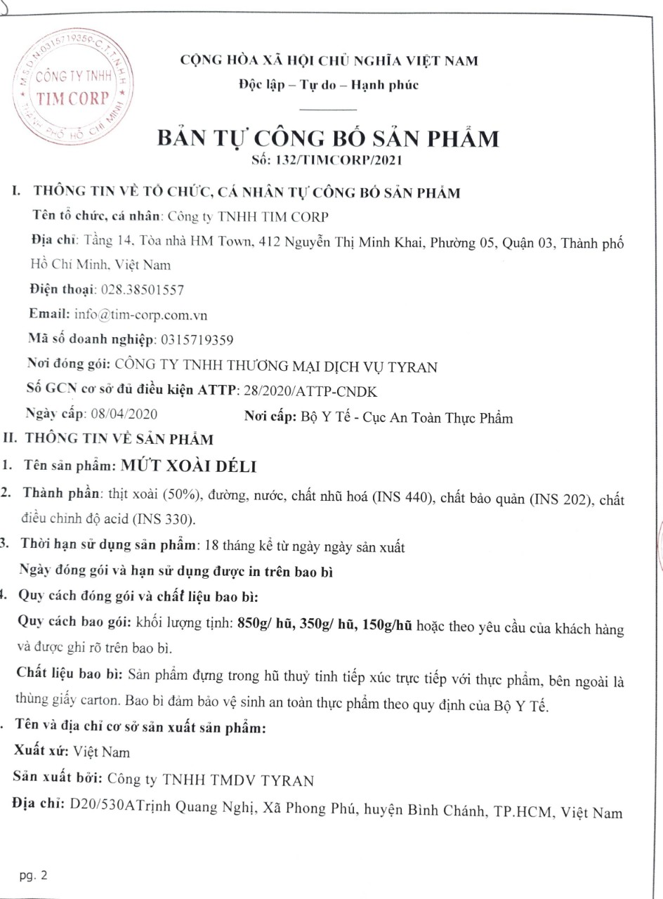 Mứt Xoài Déli