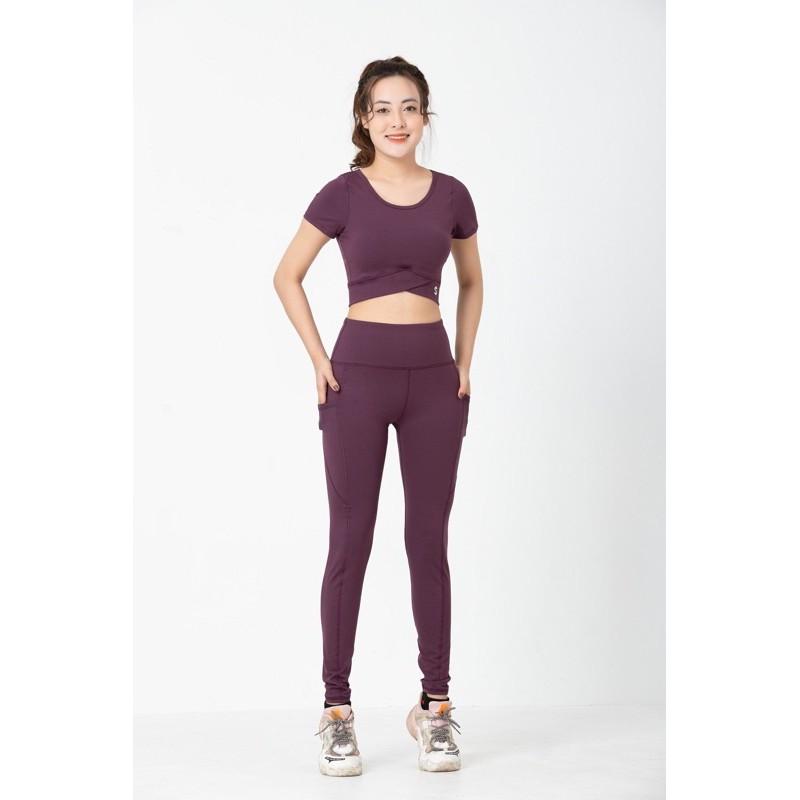 { ẢNH THẬT }SET ĐỒ TẬP NỮ BỘ TẬP CROPTOP CỘC TAY QUẦN DÀI TẬP YOGA GYM NỮ, ĐỒNG PHỤC LỚP YOGA