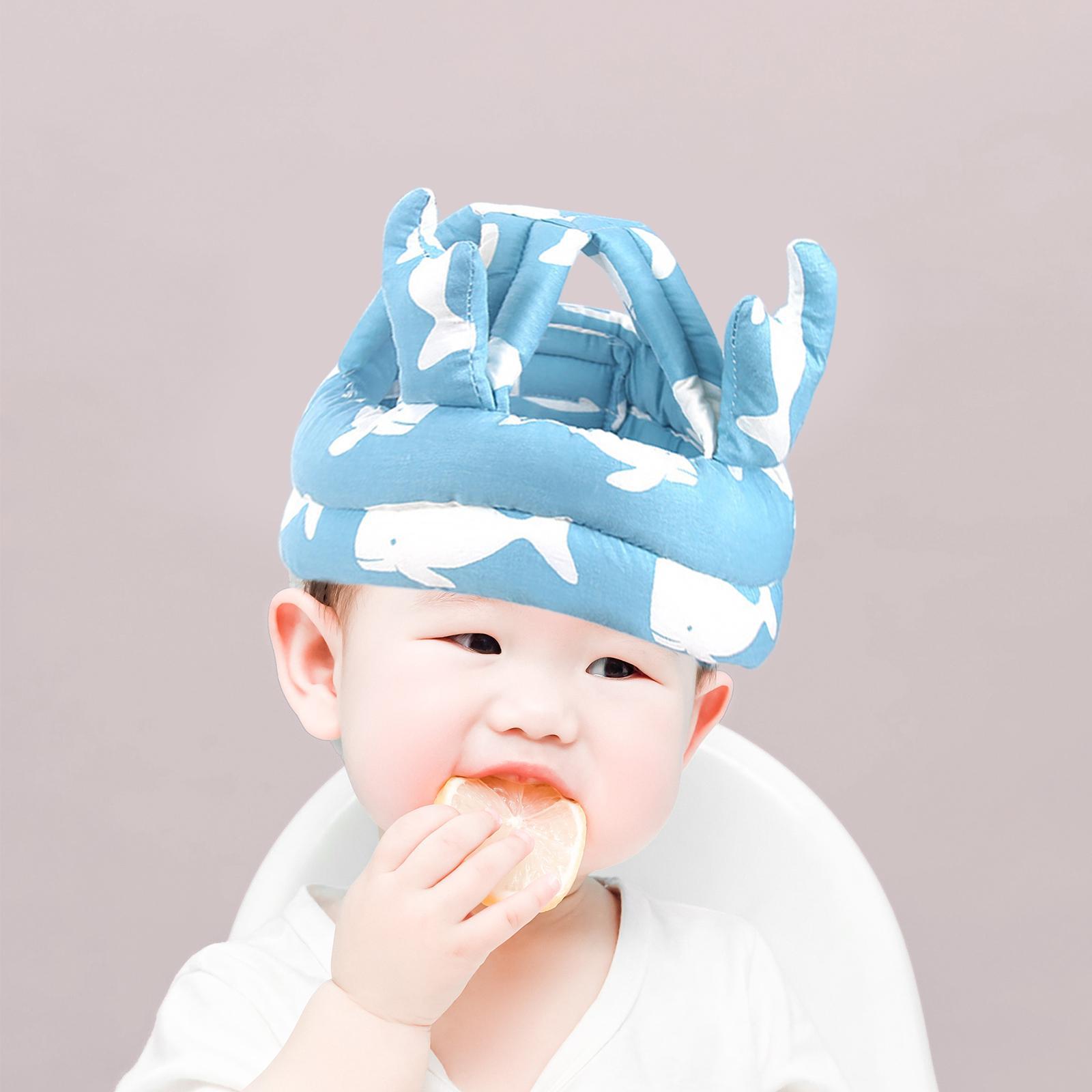 Protective Cap Adjustable Breathable Head Protection for Crawling Boys Blue