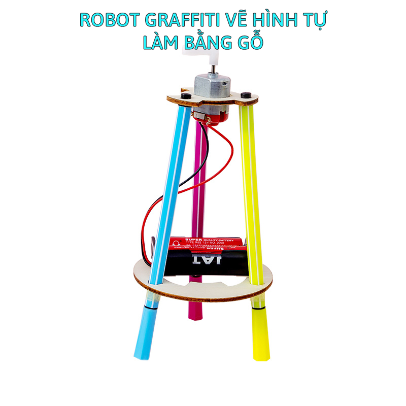 Đồ chơi khoa học tự làm Robot Graffiti vẽ hình bằng gỗ cho bé