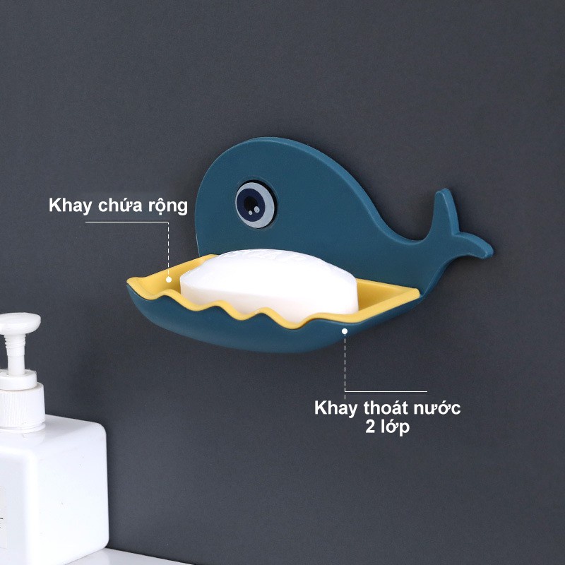 Kệ Để Xà Bông Nhà Tắm Dán Tường Hình Cá Voi Siêu Xinh