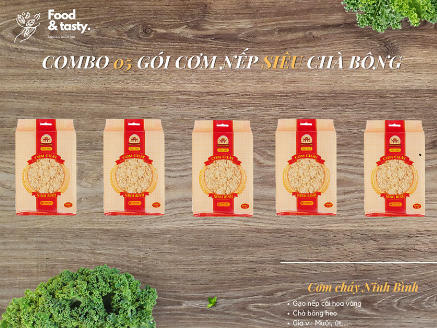 Combo 5 gói cơm cháy siêu chà bông - cơm cháy Ninh Bình