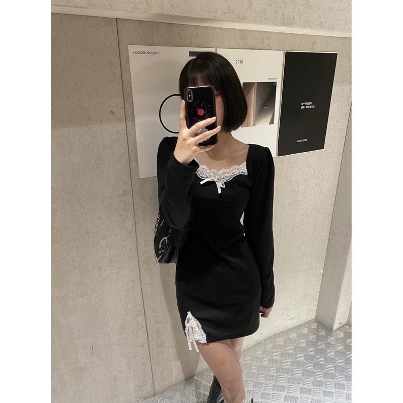Đầm cổ vuông - Váy body cổ vuông - Váy đen basic