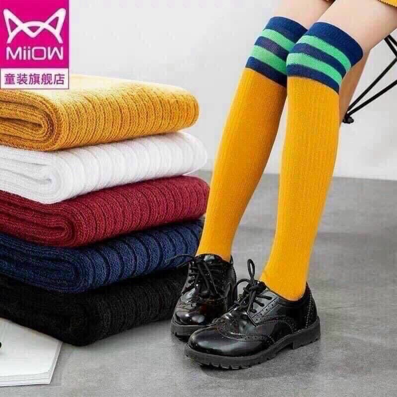 Tất đến đầu gối cho bé, vớ dài tới bắp phong cách vintage Hàn Quốc mặc váy xinh xắn thời trang