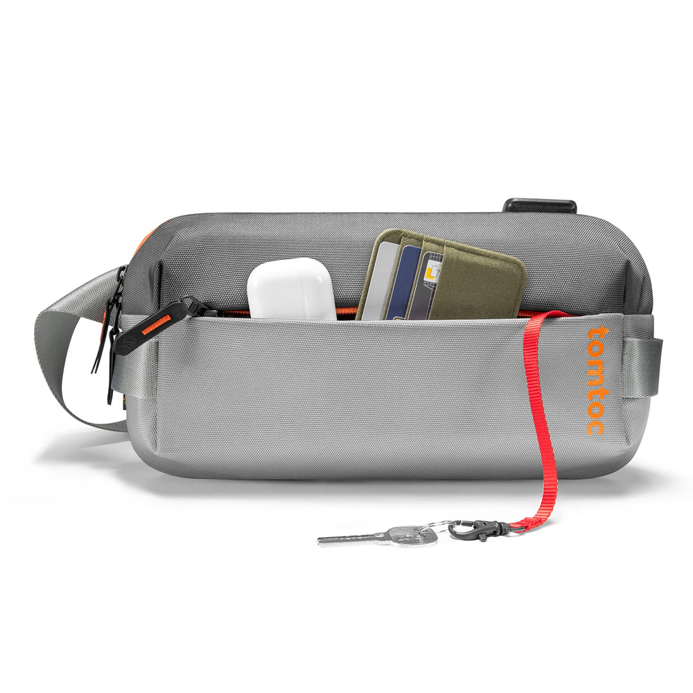 TÚI ĐEO CHÉO TOMTOC LIGHTWEIGHT CODURA SLING BAG GRAY - HÀNG CHÍNH HÃNG