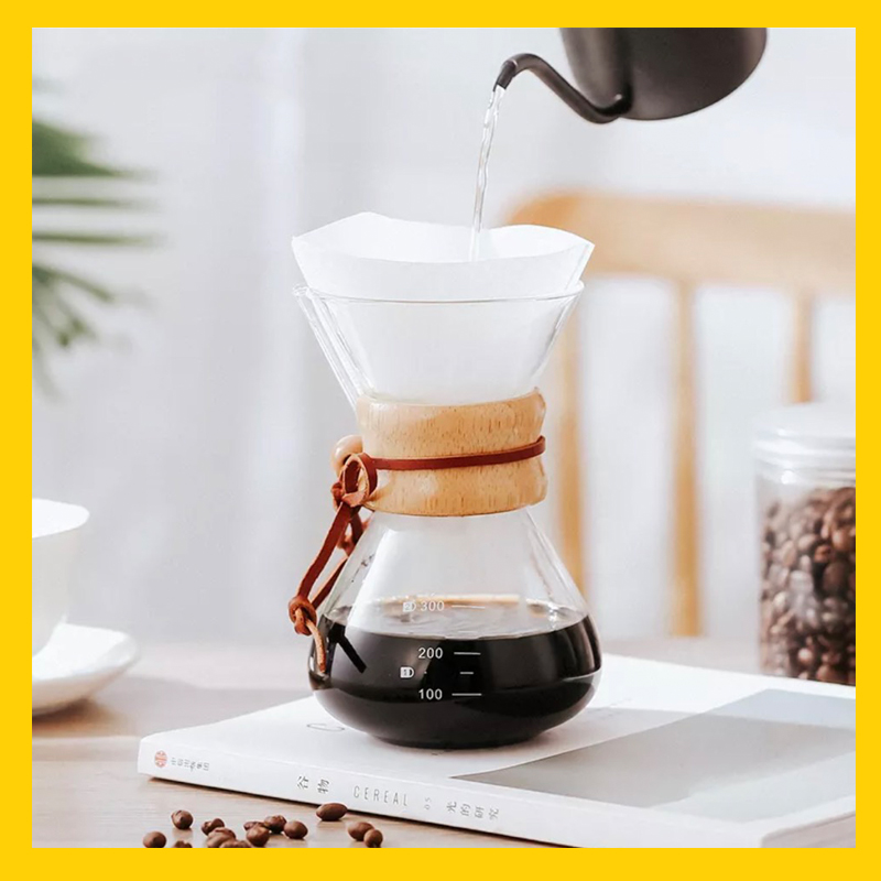 Bình pha cà phê chemex kèm phễu lọc inox