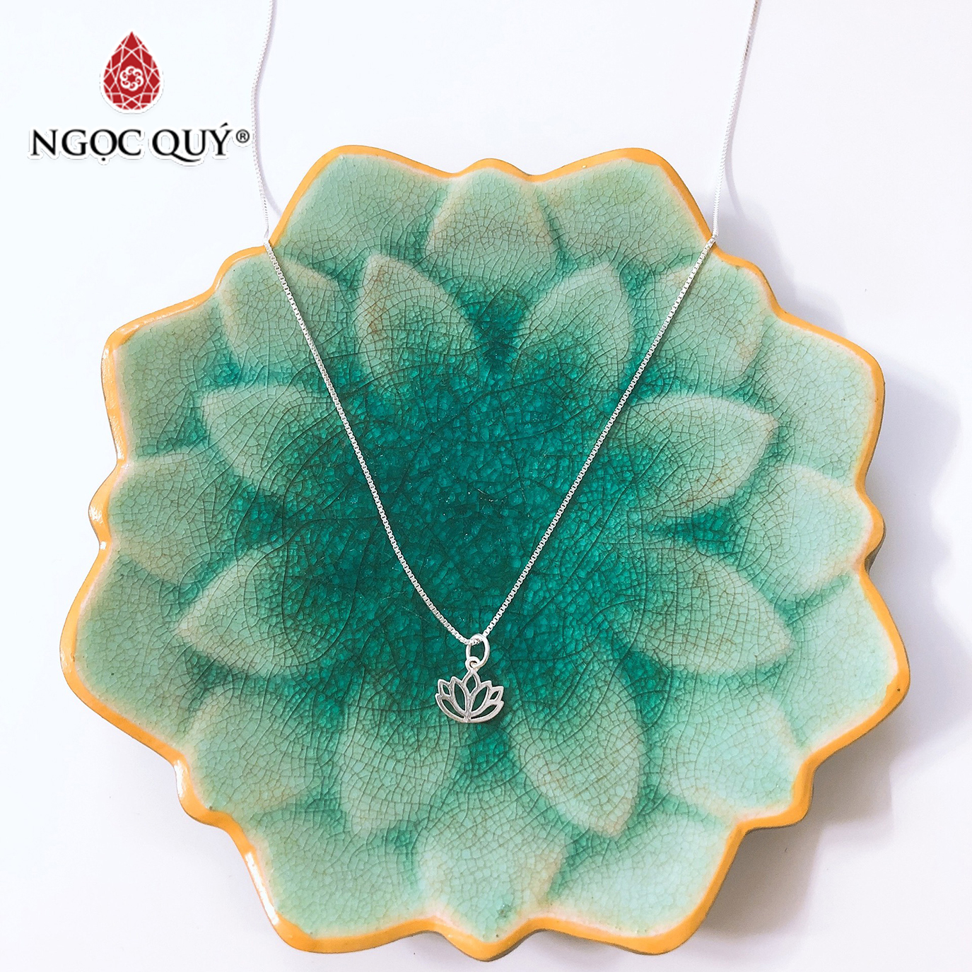 Dây chuyền bạc mặt hoa sen - Ngọc Quý Gemstones