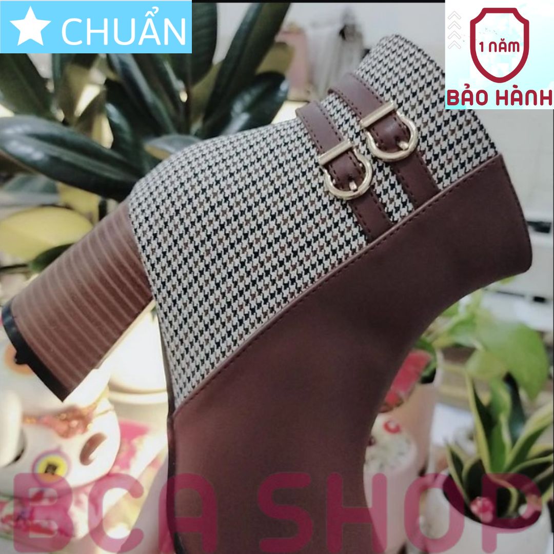 Bốt nữ cổ thấp 7p RO433 ROSATA tại BCASHOP phần sau phối caro cách điệu, thời trang và đẳng cấp - màu nâu bò