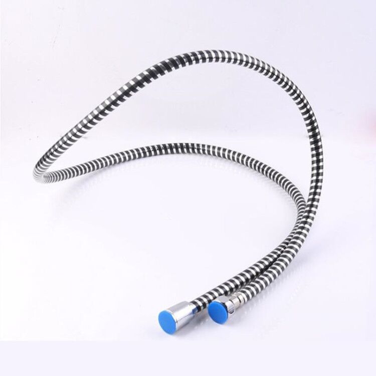 Dây cấp nước vòi sen PVC màu đen bạc - tặng kèm nắp lọc bồn rửa