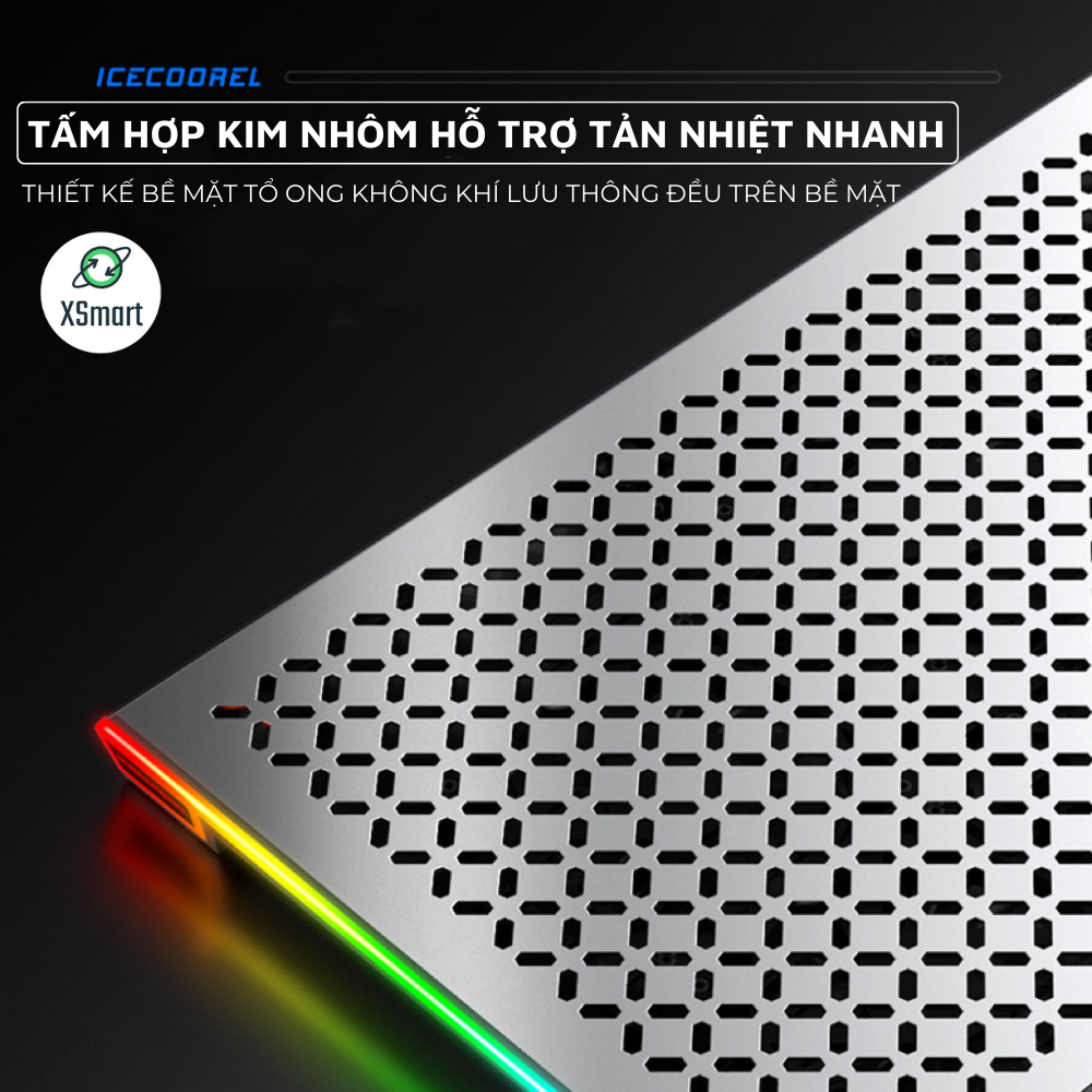 Đê Tản Nhiệt Laptop Máy Tính A17 Pro Hợp Kim Nhôm Cao Cấp, Led RGB 10 Chế Độ, Hệ Thống 6 Quạt Gió Làm Mát Nhanh, Vận Hành Êm Ái Không Gây Ồn Khi Làm Việc-Hàng Chính Hãng