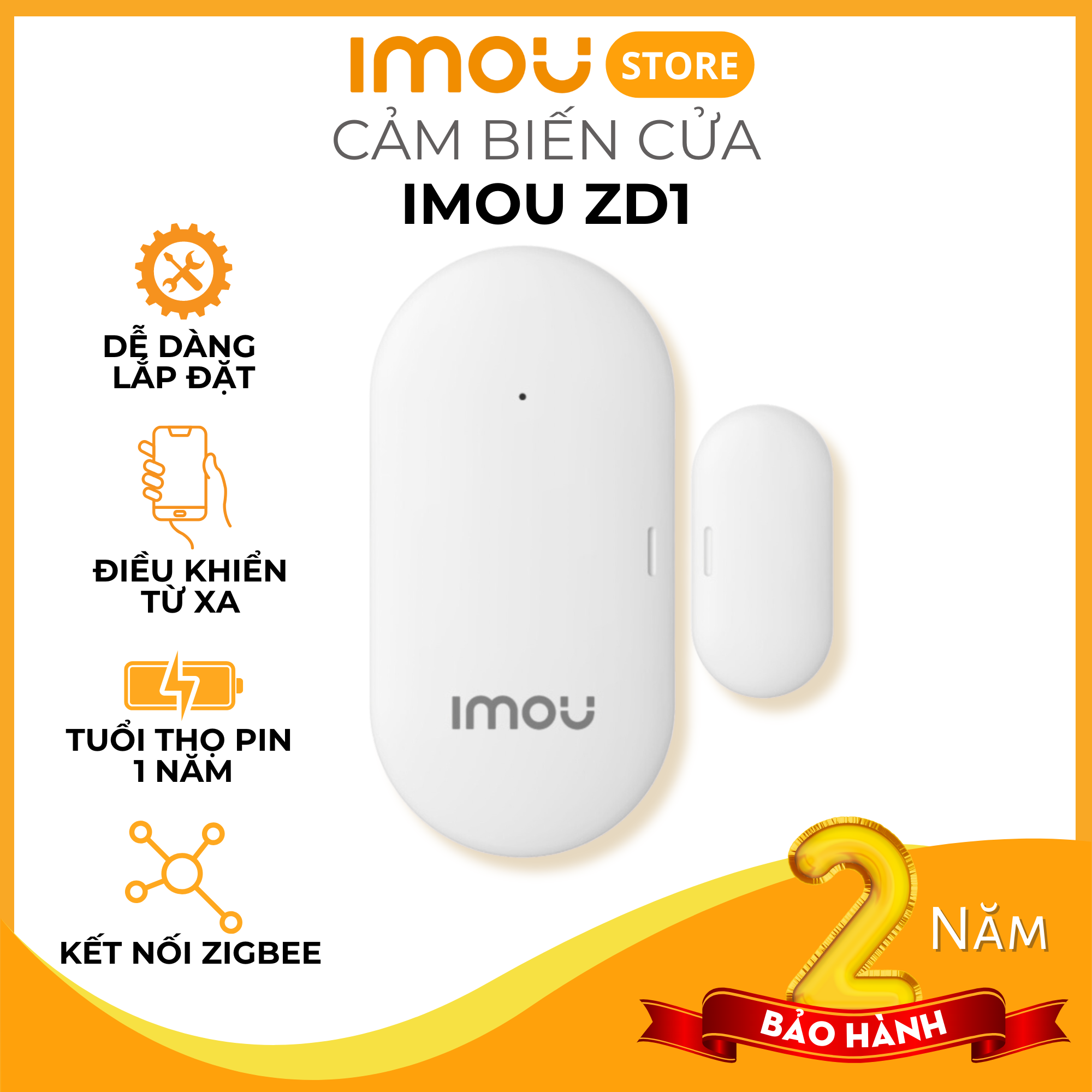 Cảm biến cửa Imou ZD1 - Cảnh báo đóng / mở cửa, tạo ngữ cảnh thông minh, tương thích app Imou