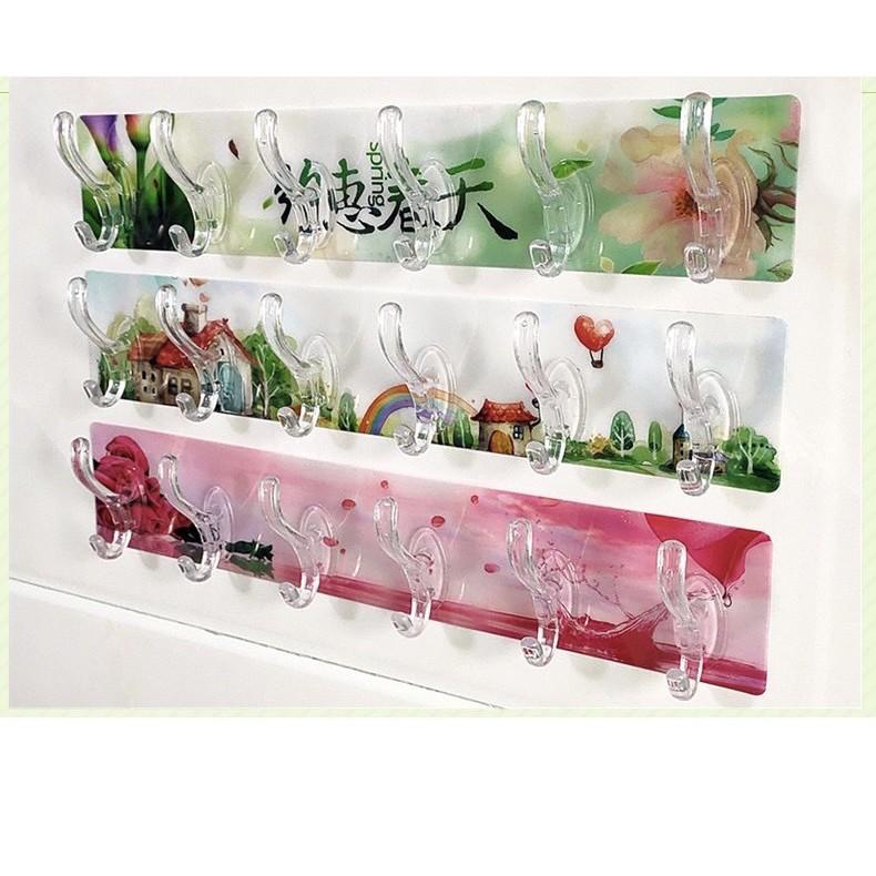 Thanh Treo Đồ Dán Tường 6 Móc 3D Siêu Dính