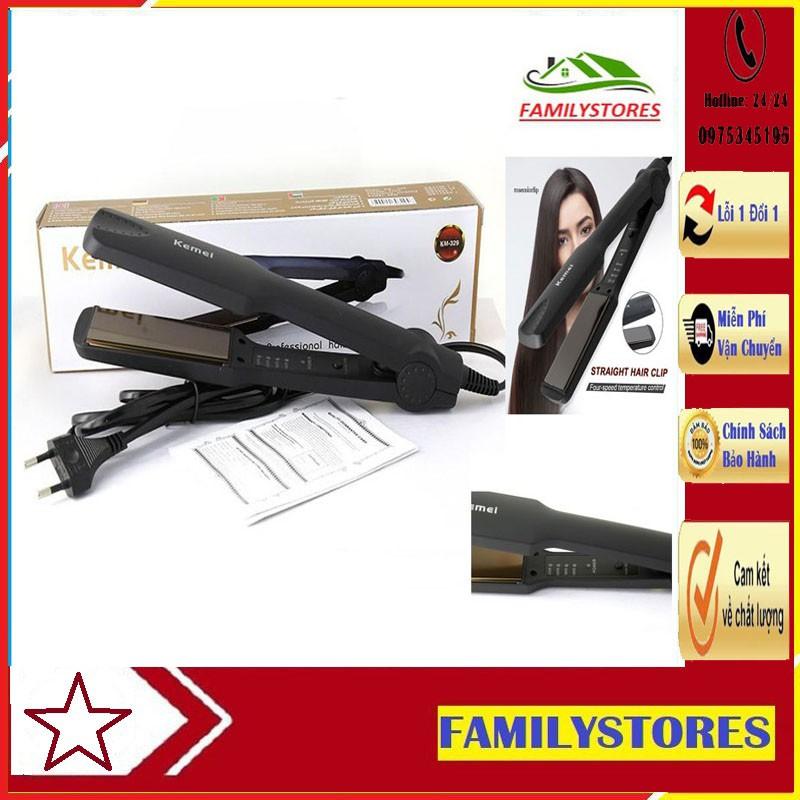 Máy Là Tóc , Ép Tóc 4 Mức Nhiệt KM 329 với thanh  tạo nhiệt làm bằng gốm tuamalin cao cấp