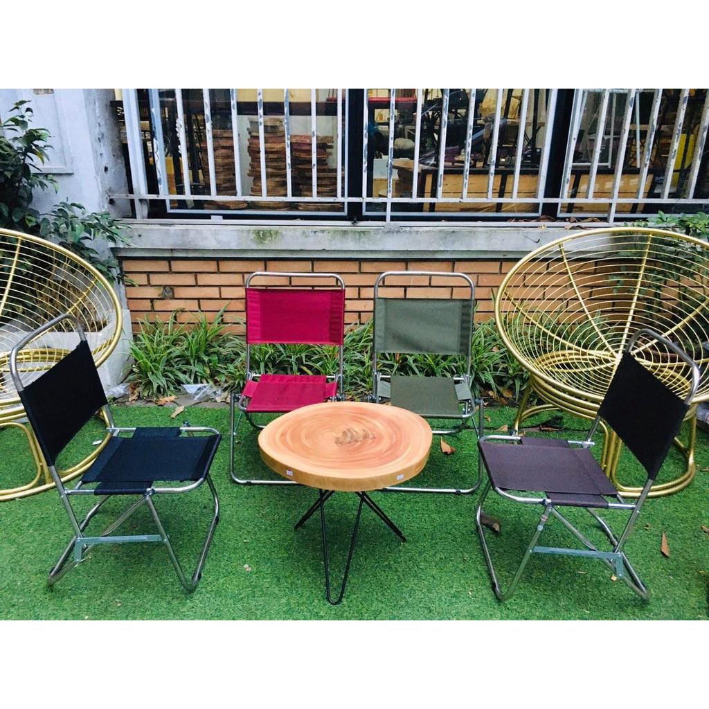 Bàn trà sữa trà chanh gỗ xà cừ chân hairpin cao 40 - 2 thanh | bàn trà chanh vỉa hè| bàn cafe