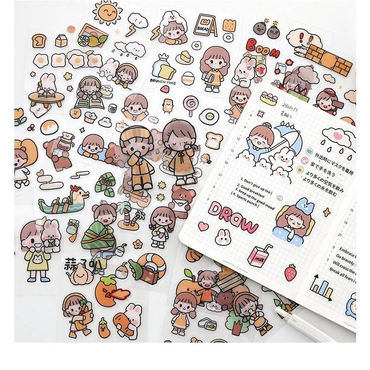 BỘ 1000 STICKER CÔ GÁI VÀ BÉ THỎ CHO BÉ YÊU TRANG TRÍ