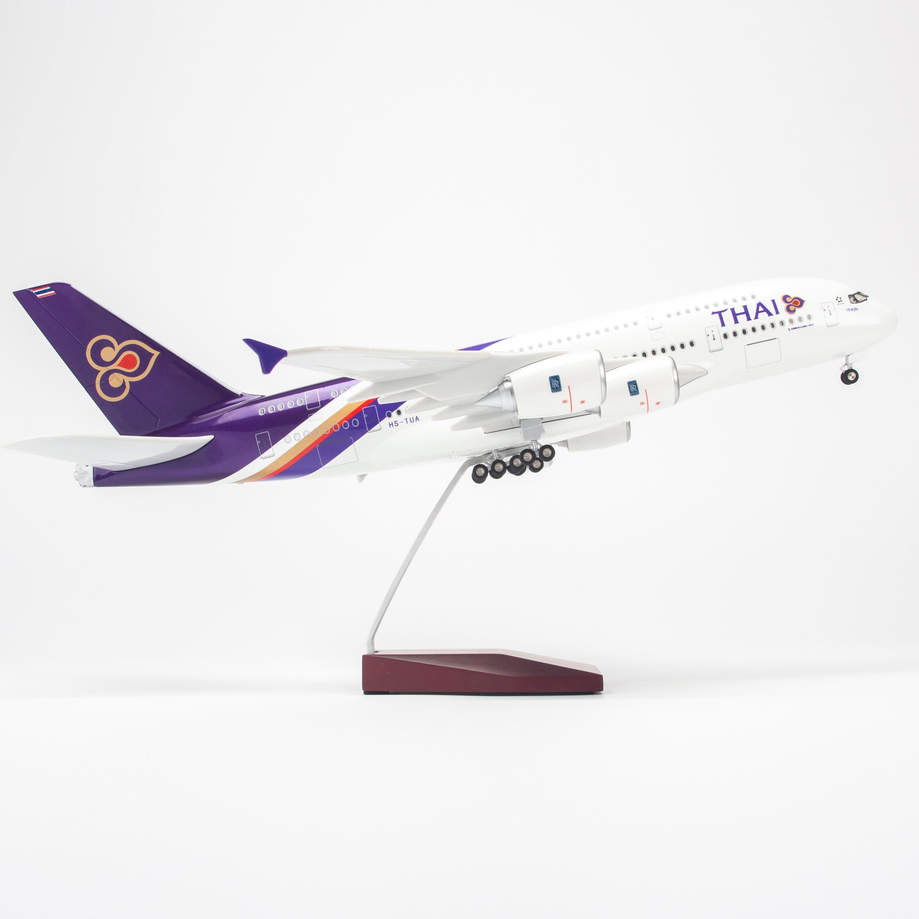 Mô hình máy bay Thai Airways A380 lắp ráp có đèn 47cm MBMH46