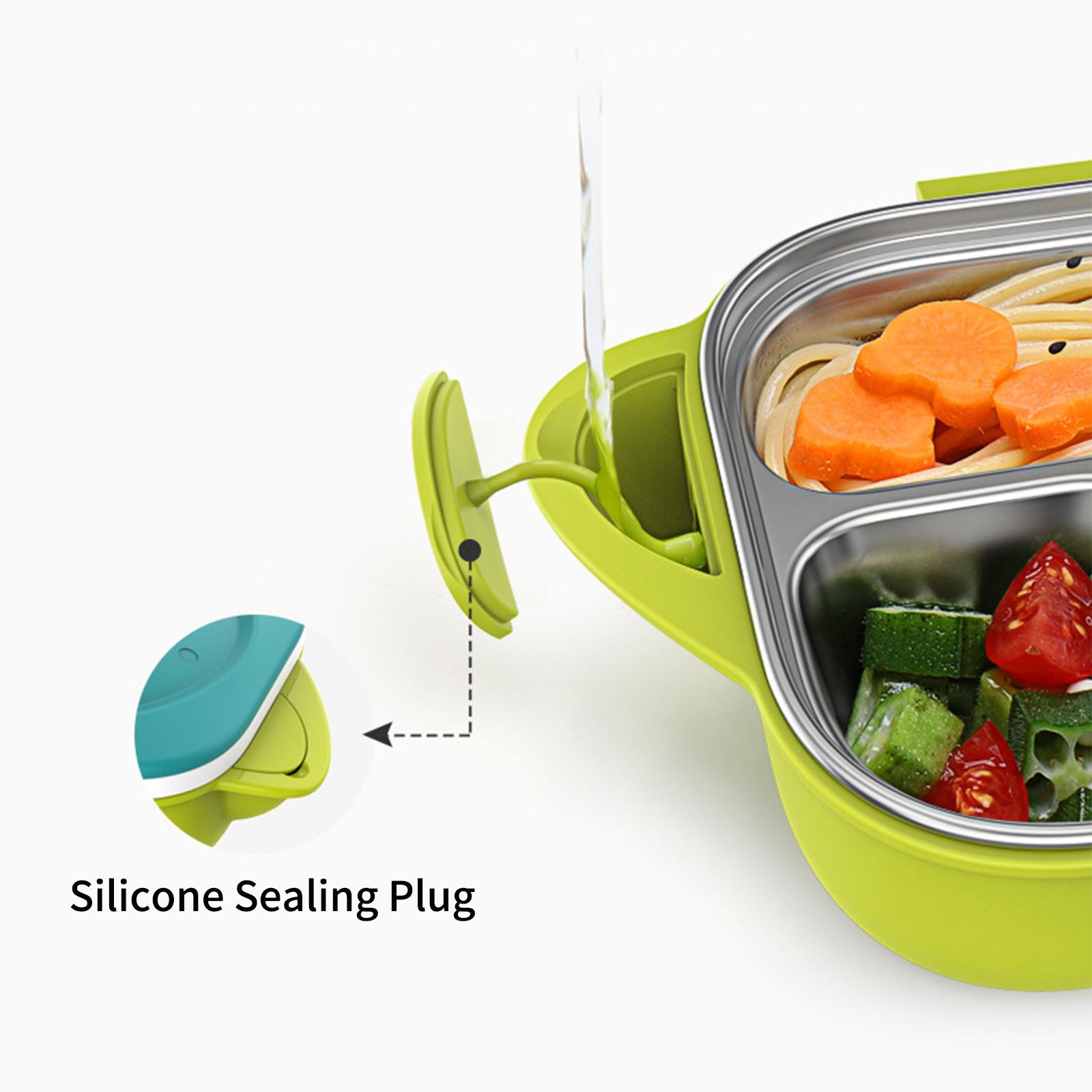 Hộp Cơm Bento 3 Ngăn Phong Cách Nhật Bản Bằng Thép Không Gỉ Chống Rò Rỉ 400Ml