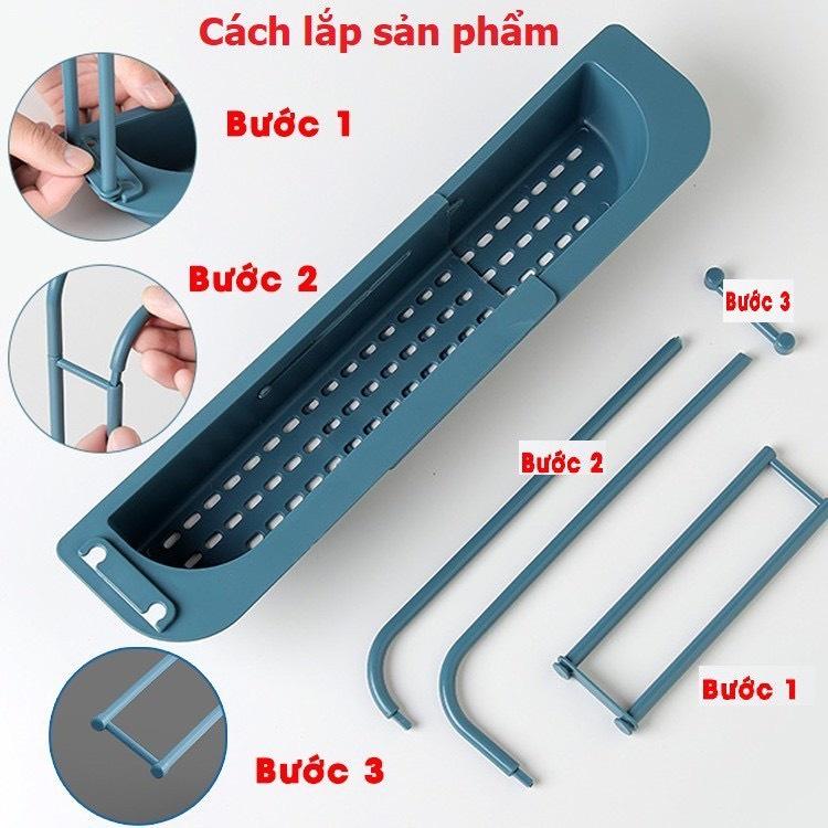 Kệ Để Đồ, Giá Treo Để Đồ Rửa Bát Gắn Bồn, Có Thanh Treo Khăn Tiện Dụng Thay Đổi Được Kích Thước