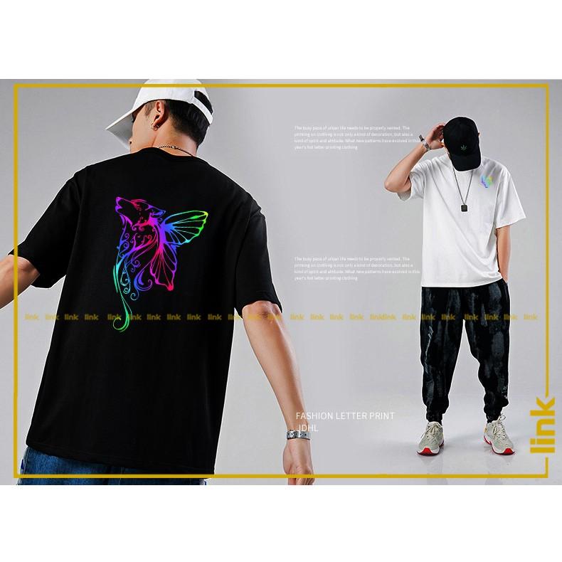 Áo phông phản quang in CHÓ SÓI CÁCH BƯỚM độc lạ UNISEX tay lỡ