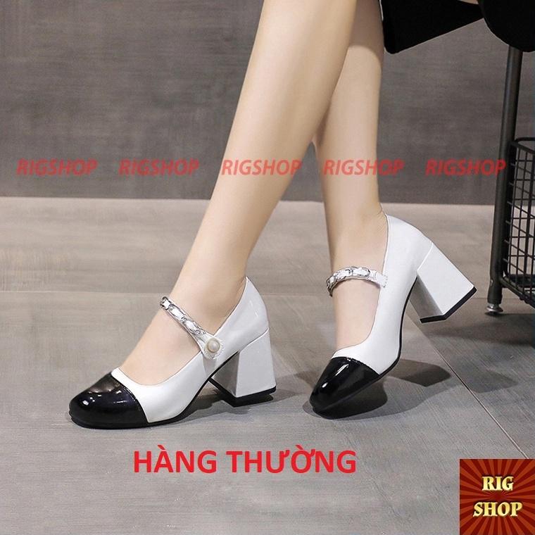 GIÀY CAO GÓT MŨI BO TRÒN ĐẾ 6CM QUAI XÍCH NGỌC SIÊU SANG - D19