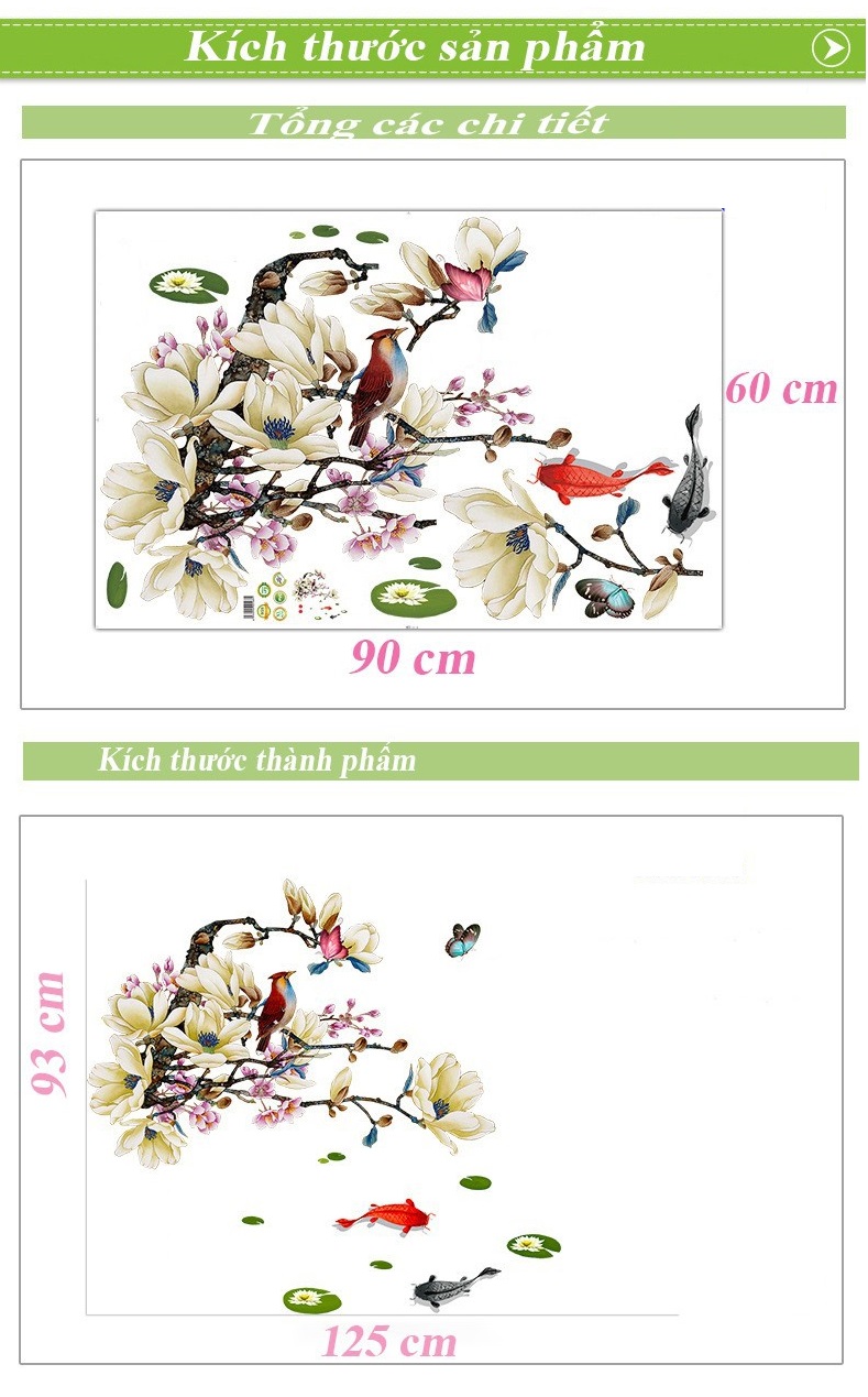 Decal trang trí tết phong cảnh mùa xuân hoa nở